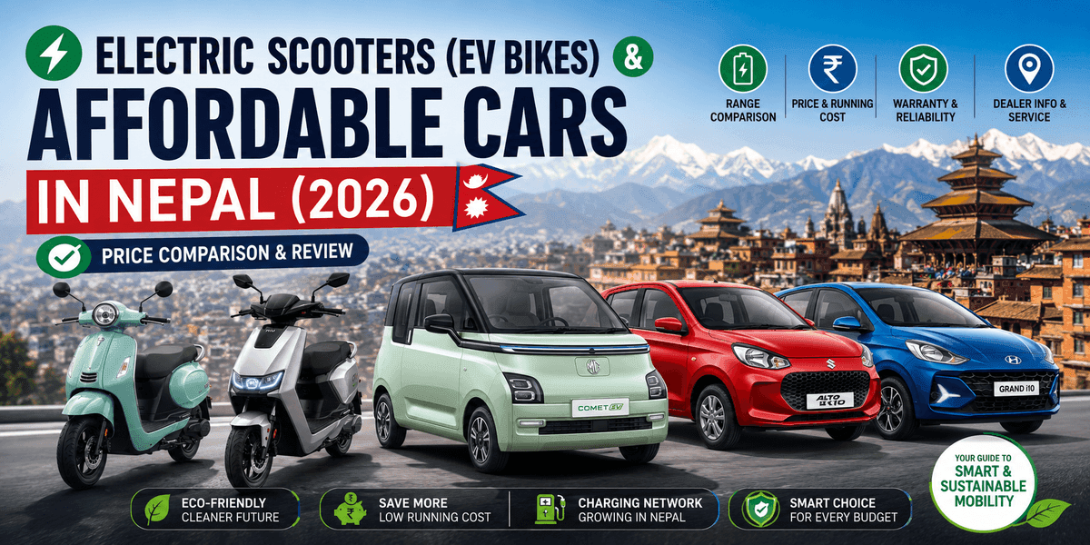Electric Scooters (EV Bikes) & Affordable Cars in Nepal (2026) – Price Comparison & Review