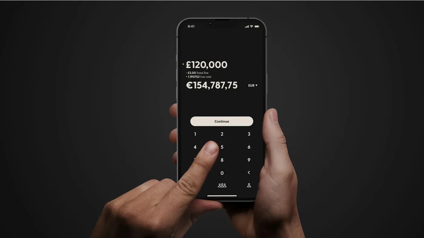 Mobile banking transfer on a smartphone